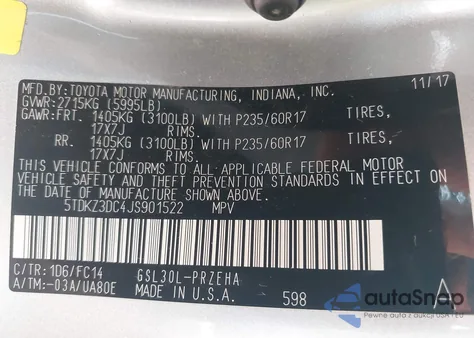 2018 Toyota Sienna Le 8 Passenger из США, поврежденный, VIN 5TDKZ3DC4JS901522